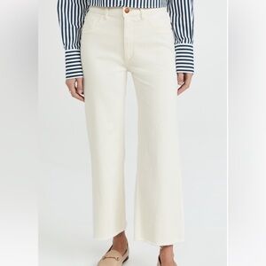 DL1961 Women’s Eggshell Hepburn‎ Wide Leg High Rise Vintage Ankle Jeans 18W NWT